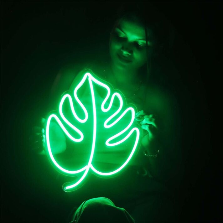 Brighten Your Space: Monstera Leaf LED Neon Sign Perfect for Home Decor, Offices, Bars, and Special Celebrations