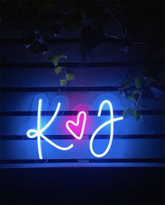 K ♥ J LED-Neonschild für Hochzeit und Wohnkultur