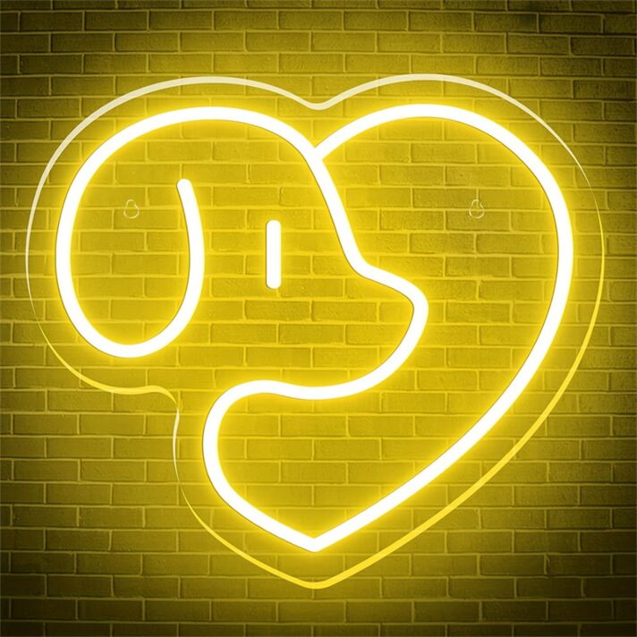 Hundekopf im Herz LED-Neonschild Wohnzimmer Haustierladen