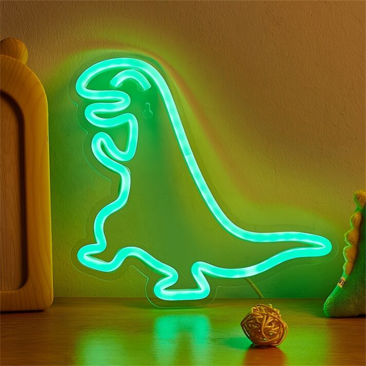 Brighten Your Space: Dinosaur Neon Sign Perfect for Home Decor, Bars, and Children's Rooms.