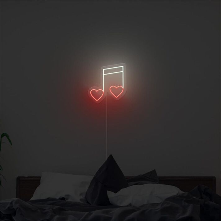 Musiknote mit Herzen LED-Neonschild Schlafzimmer Wohnzimmer
