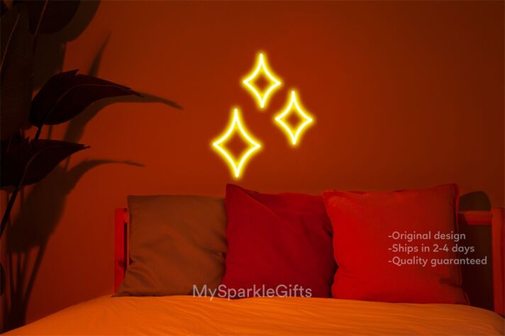 Glitzersterne LED-Neonschild Schlafzimmer Wohnzimmer