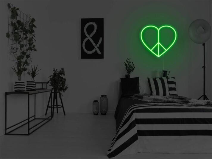Herz mit Peace-Zeichen LED-Neonschild Schlafzimmer Wohnzimmer