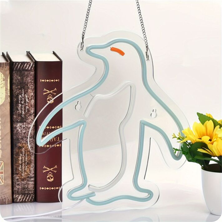 Brighten Your Space: Mini Penguin LED Neon Sign - Perfect for Home Decor, Children's Rooms, and Festive Celebrations.
