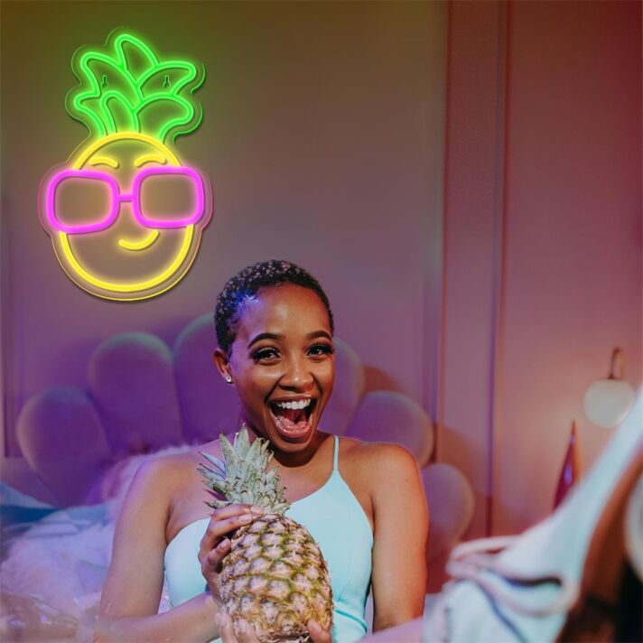 Ananas mit Sonnenbrille LED-Neonschild für Wohnzimmer Bar