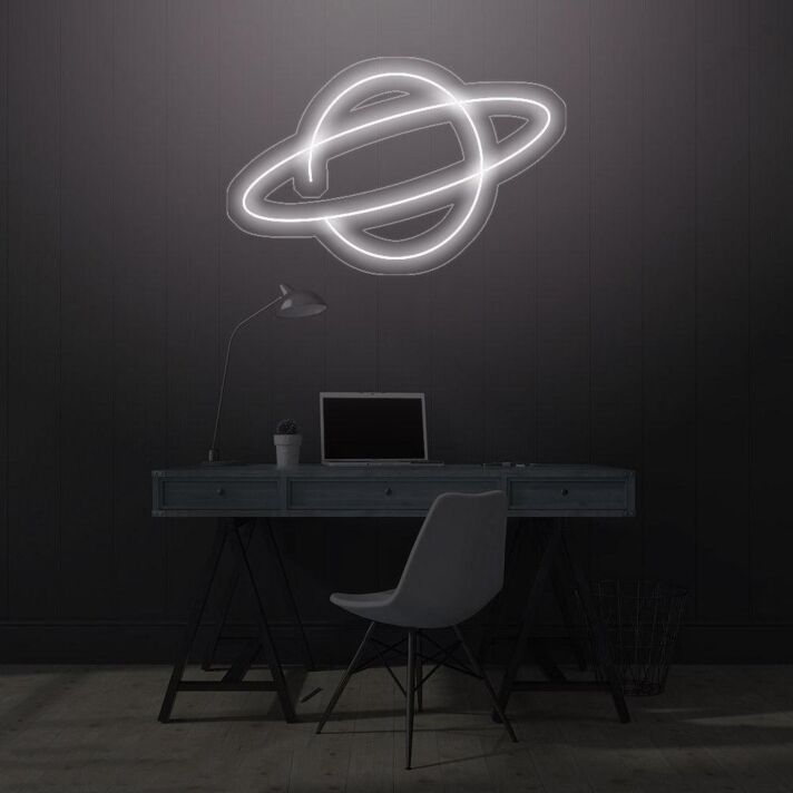 Planet mit Ring LED-Neonschild Home Office Wohnzimmer