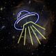 UFO mit Lichtstrahlen LED-Neonschild für Gaming und Bar