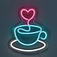 Kaffeetasse mit Herz LED-Neonschild für Café Küche