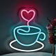 Kaffeetasse mit Herz LED-Neonschild für Café Küche