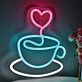 Kaffeetasse mit Herz LED-Neonschild für Café Küche