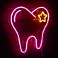 Zahn mit Stern LED-Neonschild für Zahnarztpraxis
