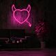 Herz mit Teufelshörnern und Schwanz LED-Neonschild für Wohnzimmer Bar