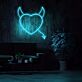 Herz mit Teufelshörnern und Schwanz LED-Neonschild für Wohnzimmer Bar