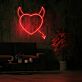 Herz mit Teufelshörnern und Schwanz LED-Neonschild für Wohnzimmer Bar
