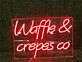 Brighten Your Breakfast Nook, Café, or Dessert Shop with the Waffle And Crepes Co LED Neon Sign.