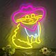 Add a Whimsical Charm to Your Home, Bar, or Party Ambiance with the Cat In Dark Pink Cowboy Hat Room Neon Sign.