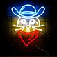 Brighten Up Your Bar, Bedroom, or Gaming Space with the Adorable Cute Cat In Dark Blue Cowboy Hat Neon Sign.