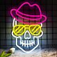 Totenkopf mit Hut und Sonnenbrille LED-Neonschild