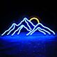 Berglandschaft mit Sonne als LED-Neonschild