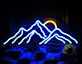 Berglandschaft mit Sonne als LED-Neonschild