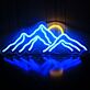 Berglandschaft mit Sonne als LED-Neonschild