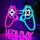 Brighten Up Your Gaming Room, Bar, or Teen's Bedroom with the Deep Pink And Ice Blue Patchwork Gamepad Neon Sign.