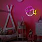 Add a Western Flair to Your Bedroom, Office, or Party Decor with the Deep Pink Cowboy Hat and White Mesh Balls Neon Sign.