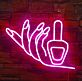 Brighten Up Your Beauty Salon or Home Vanity with the Deep Pink Hands Holding Nail Polish Neon Sign.