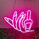 Brighten Up Your Beauty Salon or Home Vanity with the Deep Pink Hands Holding Nail Polish Neon Sign.
