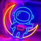 Astronaut auf Mond LED-Neonschild für Kinderzimmer Wohnzimmer