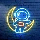 Astronaut auf Mond LED-Neonschild für Kinderzimmer Wohnzimmer