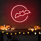 Fledermaus im Halbmond LED-Neonschild für Halloween Party