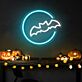 Fledermaus im Halbmond LED-Neonschild für Halloween Party
