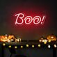 Add a spooky glow to your Halloween festivities, home decor, and haunted gatherings with the Boo Word Halloween Neon Sign.