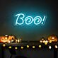 Add a spooky glow to your Halloween festivities, home decor, and haunted gatherings with the Boo Word Halloween Neon Sign.