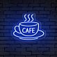 Brighten Up Your Café, Kitchen, or Coffee Nook with the Cafe Word Hot Cup Neon Sign.
