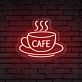 Brighten Up Your Café, Kitchen, or Coffee Nook with the Cafe Word Hot Cup Neon Sign.