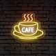 Brighten Up Your Café, Kitchen, or Coffee Nook with the Cafe Word Hot Cup Neon Sign.