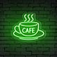 Brighten Up Your Café, Kitchen, or Coffee Nook with the Cafe Word Hot Cup Neon Sign.