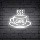 Brighten Up Your Café, Kitchen, or Coffee Nook with the Cafe Word Hot Cup Neon Sign.