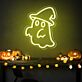 Geist mit Hexenhut LED-Neonschild für Halloween Party