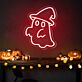 Geist mit Hexenhut LED-Neonschild für Halloween Party