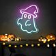 Geist mit Hexenhut LED-Neonschild für Halloween Party