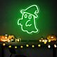 Geist mit Hexenhut LED-Neonschild für Halloween Party