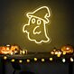 Geist mit Hexenhut LED-Neonschild für Halloween Party