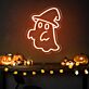Geist mit Hexenhut LED-Neonschild für Halloween Party