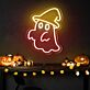 Geist mit Hexenhut LED-Neonschild für Halloween Party
