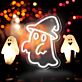 Geist mit Hexenhut LED-Neonschild für Halloween Party