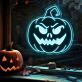 Halloween Kürbis mit grimmigem Gesicht LED-Neonschild für Wohnzimmer