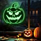 Halloween Kürbis mit grimmigem Gesicht LED-Neonschild für Wohnzimmer